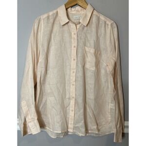 Garnet Hill Linen summer blouse Sz 6 Light Peachy Pink Classic Quite‎ Luxury